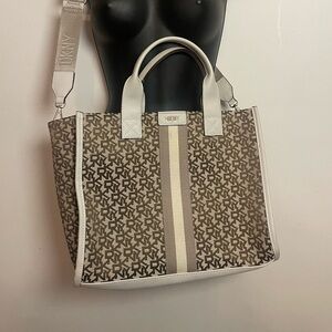 DKNY Monogram Brown and Cream Tote